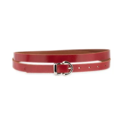 Slim Red Womens Belt With Silver Buckle 2 0 cm 1 GLAZZY 20 RED SILROUMAG