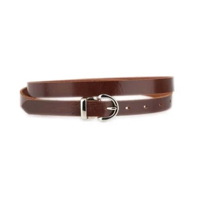 Slim Womens Cognac Belt With Silver Buckle 1 GLAZZY 20 DRCOGN SILROUMAG