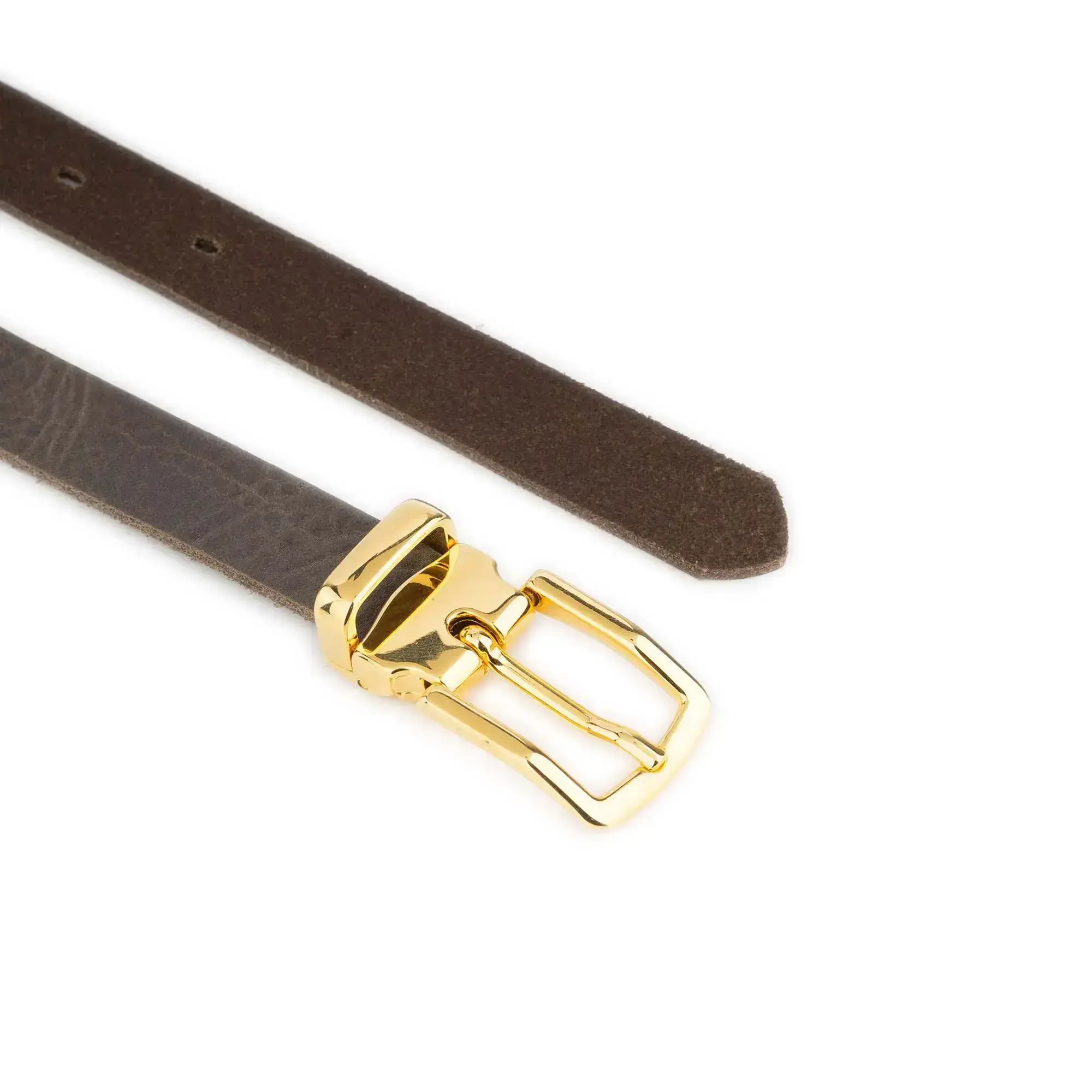 Taupe Belt With Gold Rectangle Buckle 2 0 cm 4