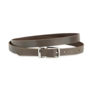 Taupe Belt With Silver Rectangle Buckle 2 0 cm 1 GLAZZY 20 TAUPE SILRECMAG