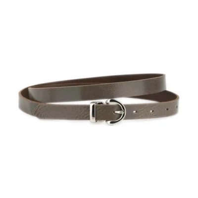 Taupe Ladies Slim Belt With Silver Rounded Buckle 1 GLAZZY 20 TAUPE SILROUMAG