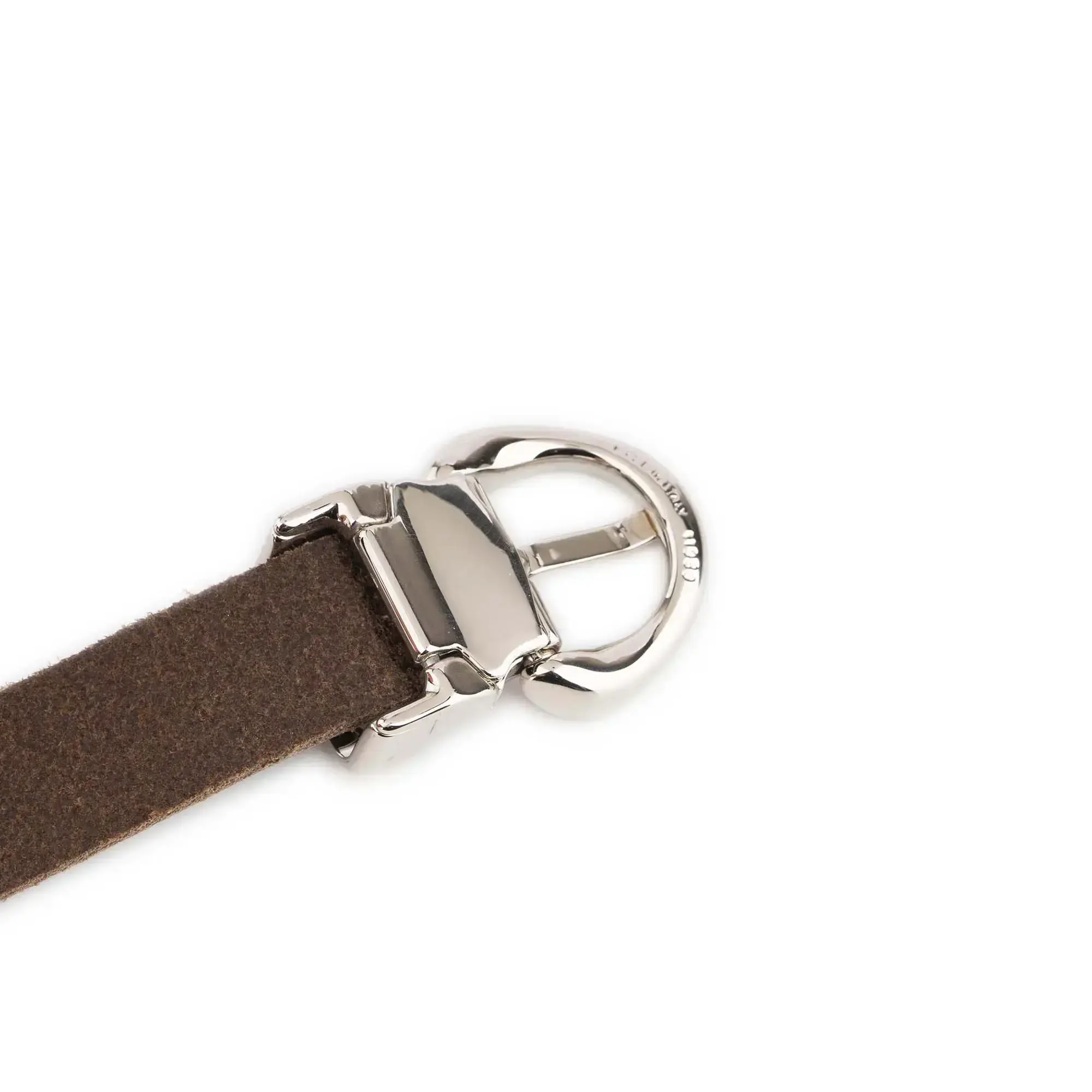 Taupe Ladies Slim Belt With Silver Rounded Buckle 5