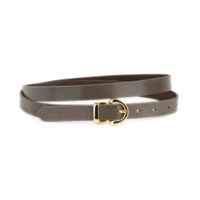 Taupe Thin Womens Belt With Gold Buckle 3 4 Inch 1 GLAZZY 20 TAUPE GOLROUMAG