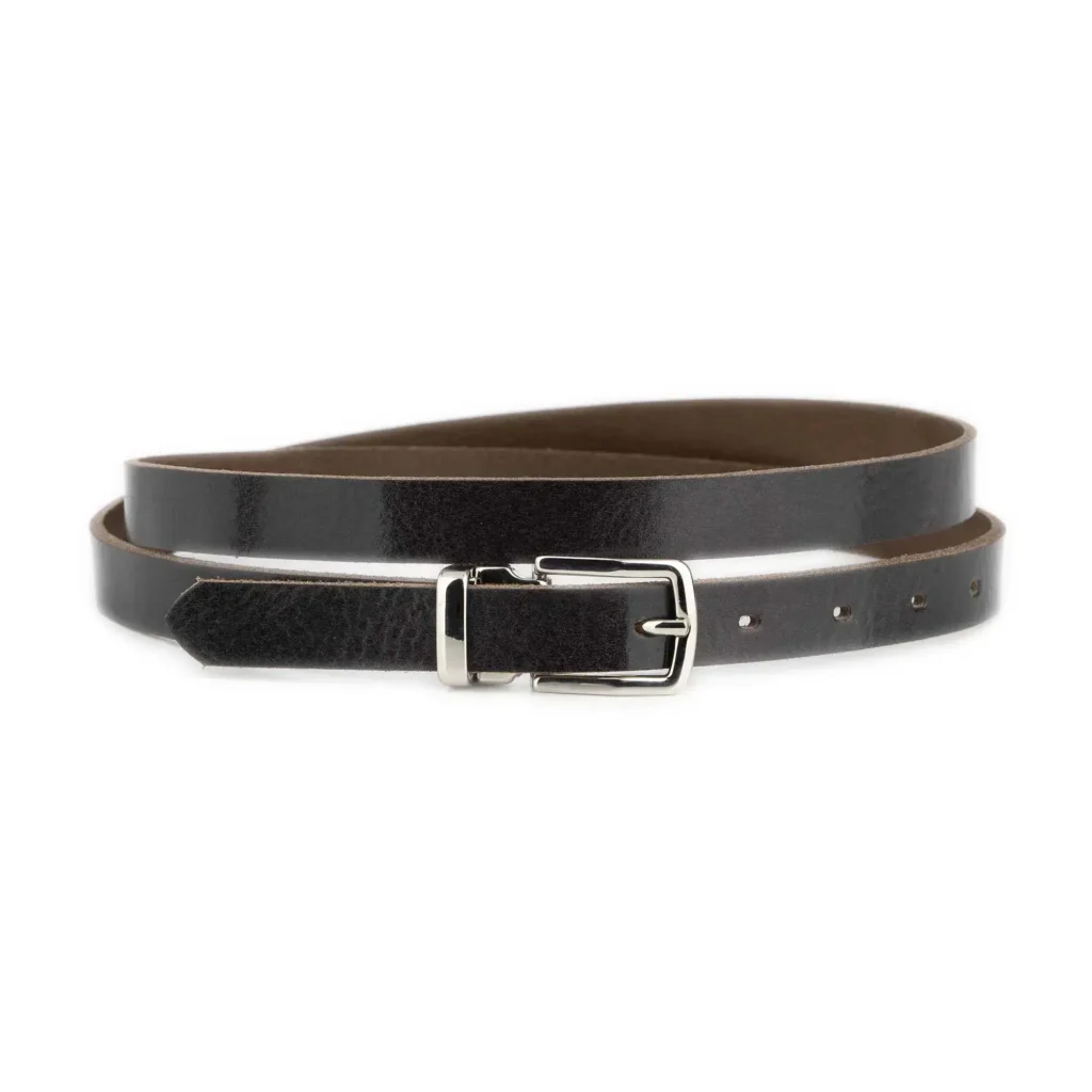 Thin Dark Brown Belt For Men With Silver Buckle 1 GLAZZY 20 DKBROWN SILRECMAG