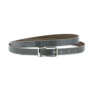 Thin Men's Gray Belt With Silver Rectangle Buckle 1 GLAZZY 20 GRAY SILRECMAG