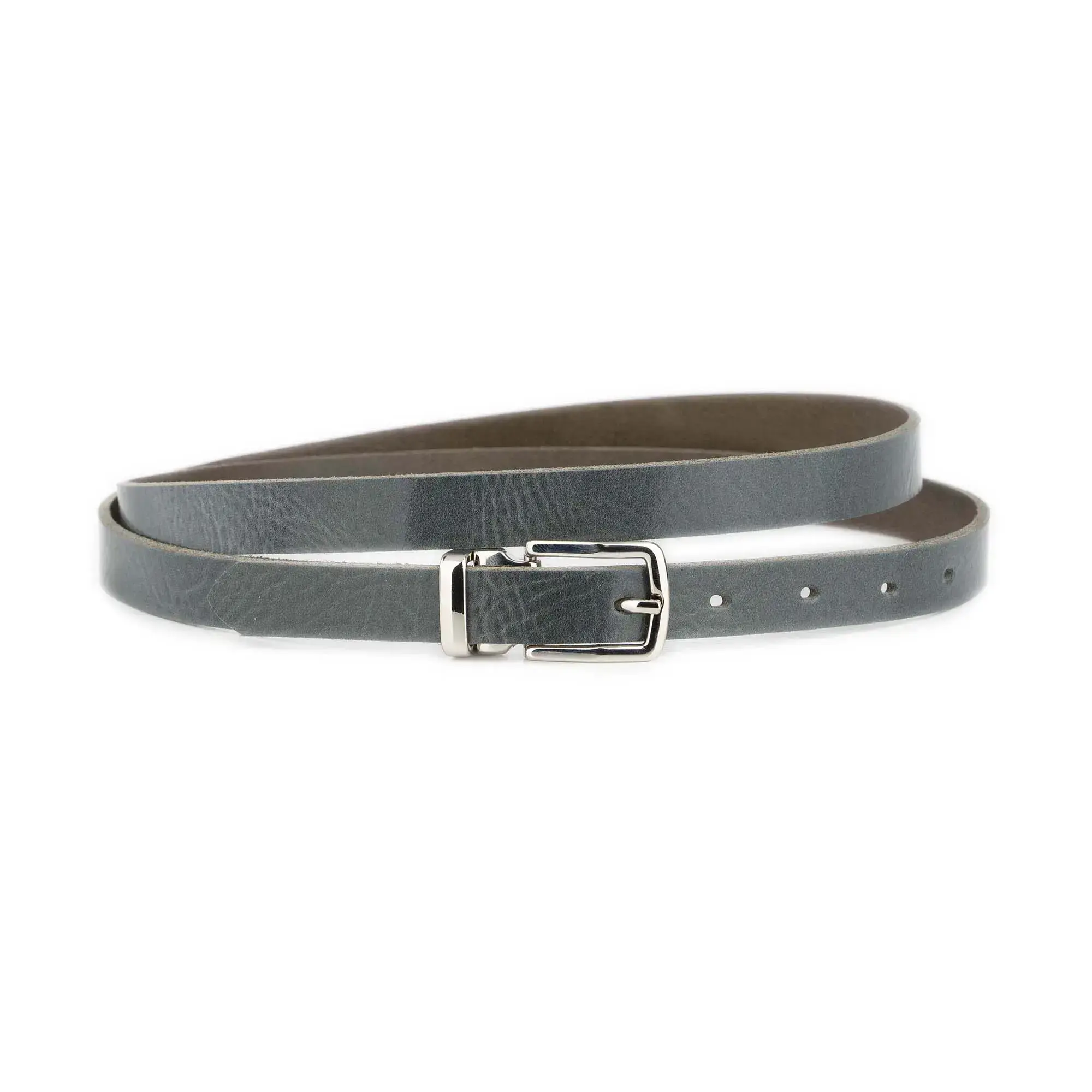 Thin Men's Gray Belt With Silver Rectangle Buckle 1 GLAZZY 20 GRAY SILRECMAG
