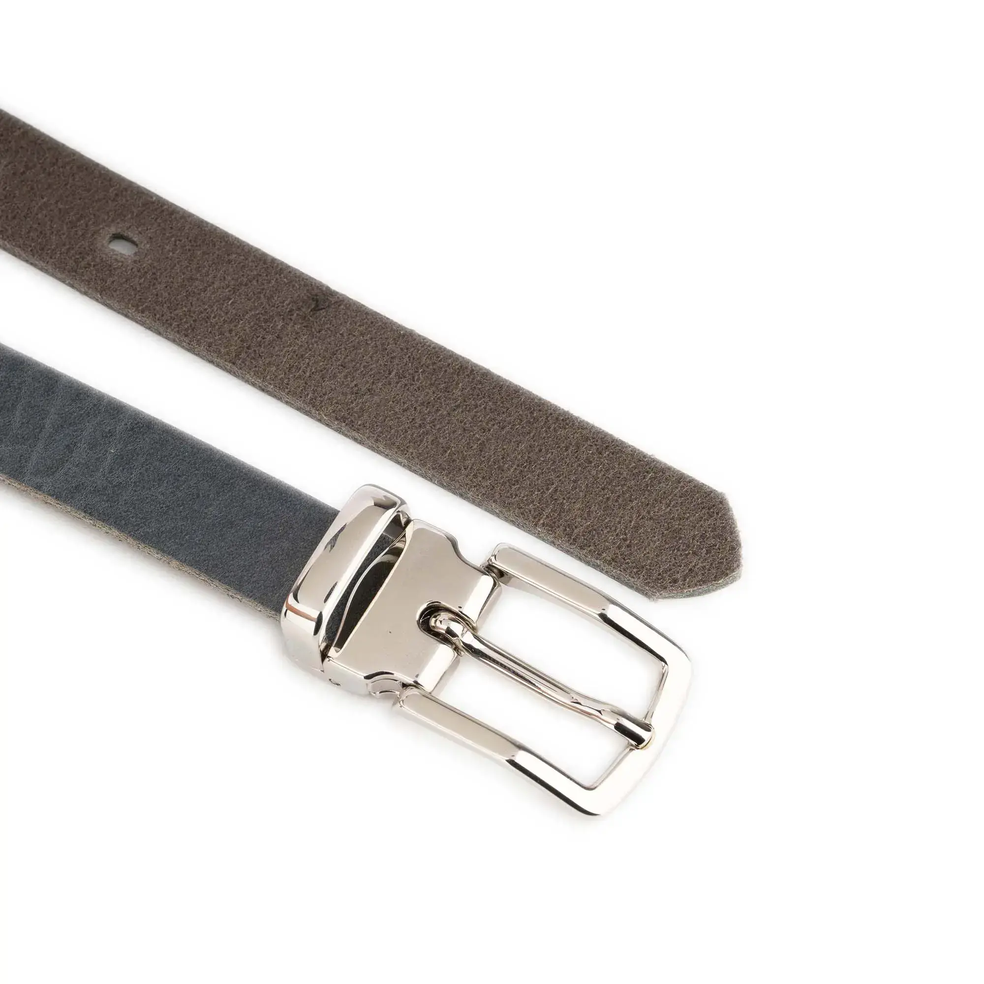 Thin Men's Gray Belt With Silver Rectangle Buckle 4