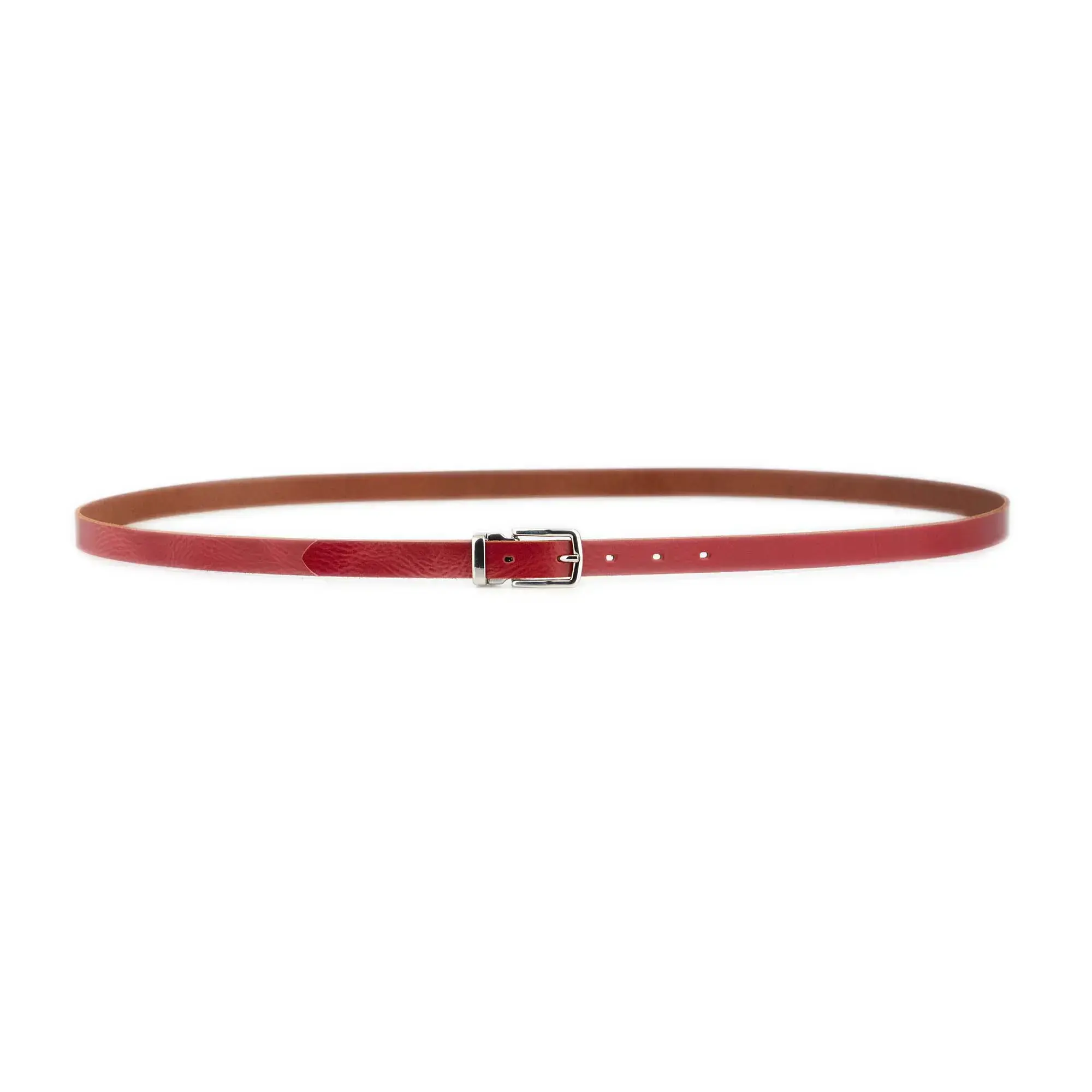 Thin Mens Red Belt With Rectangle Buckle 3