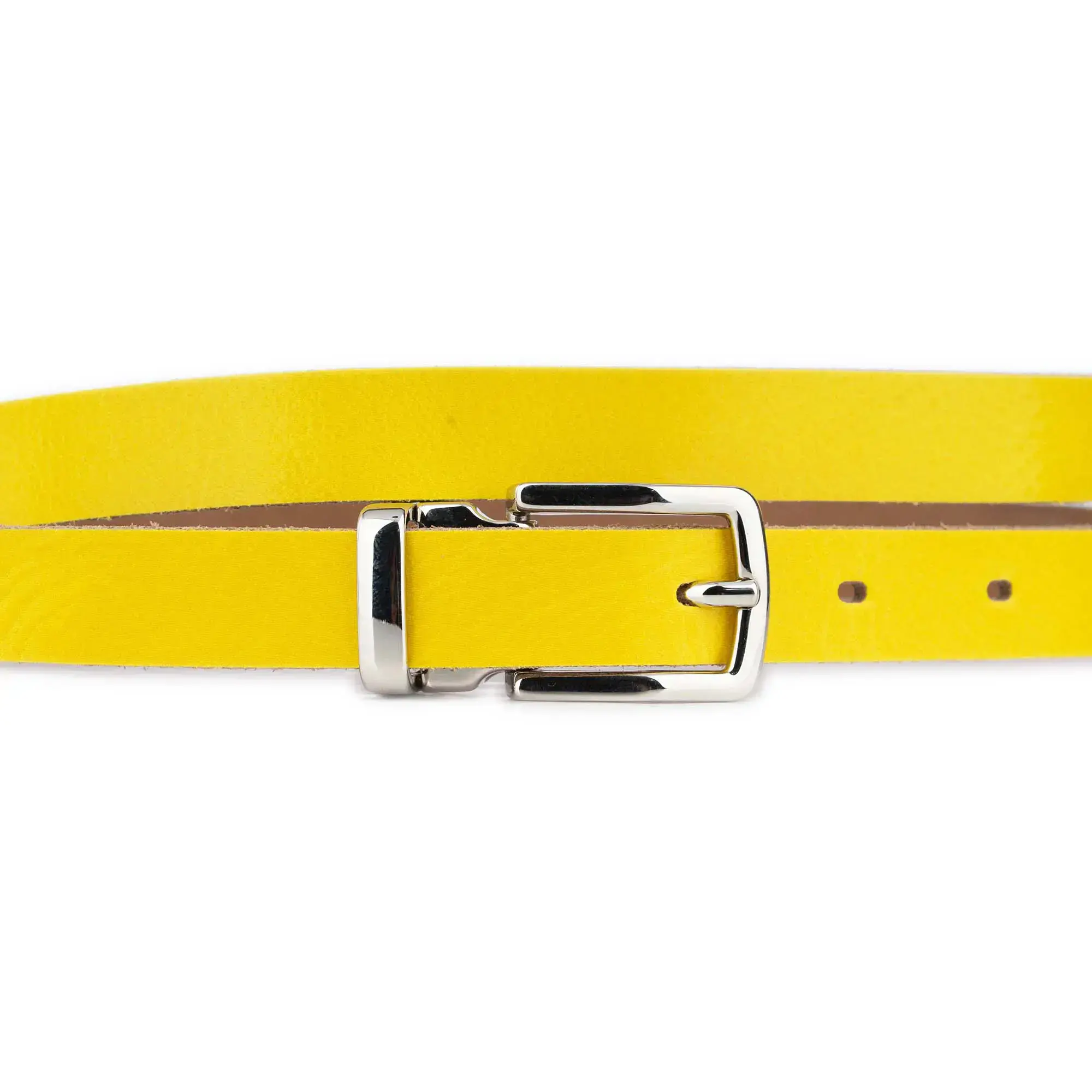 Thin Men's Yellow Belt With Silver Buckle 2