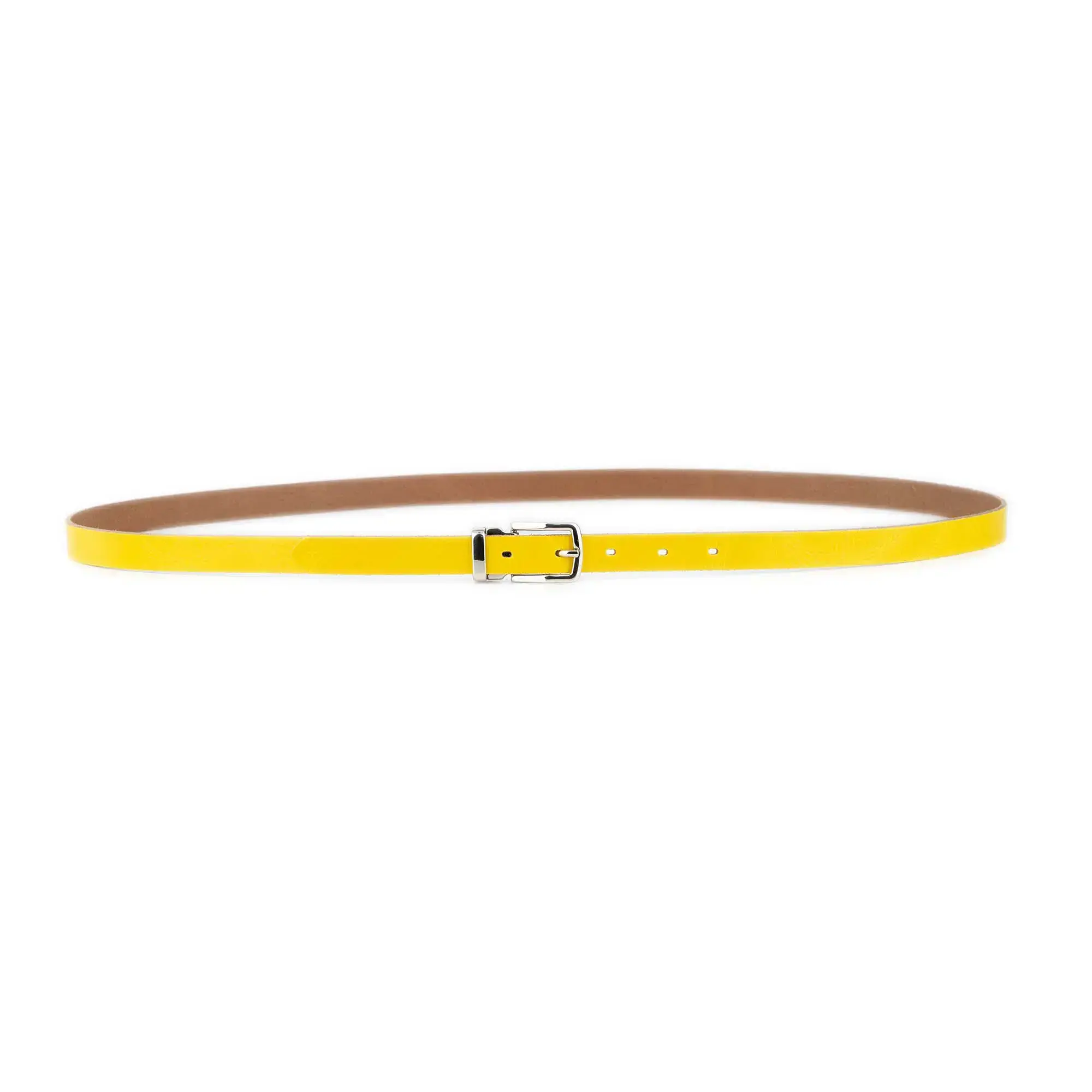 Thin Men's Yellow Belt With Silver Buckle 3