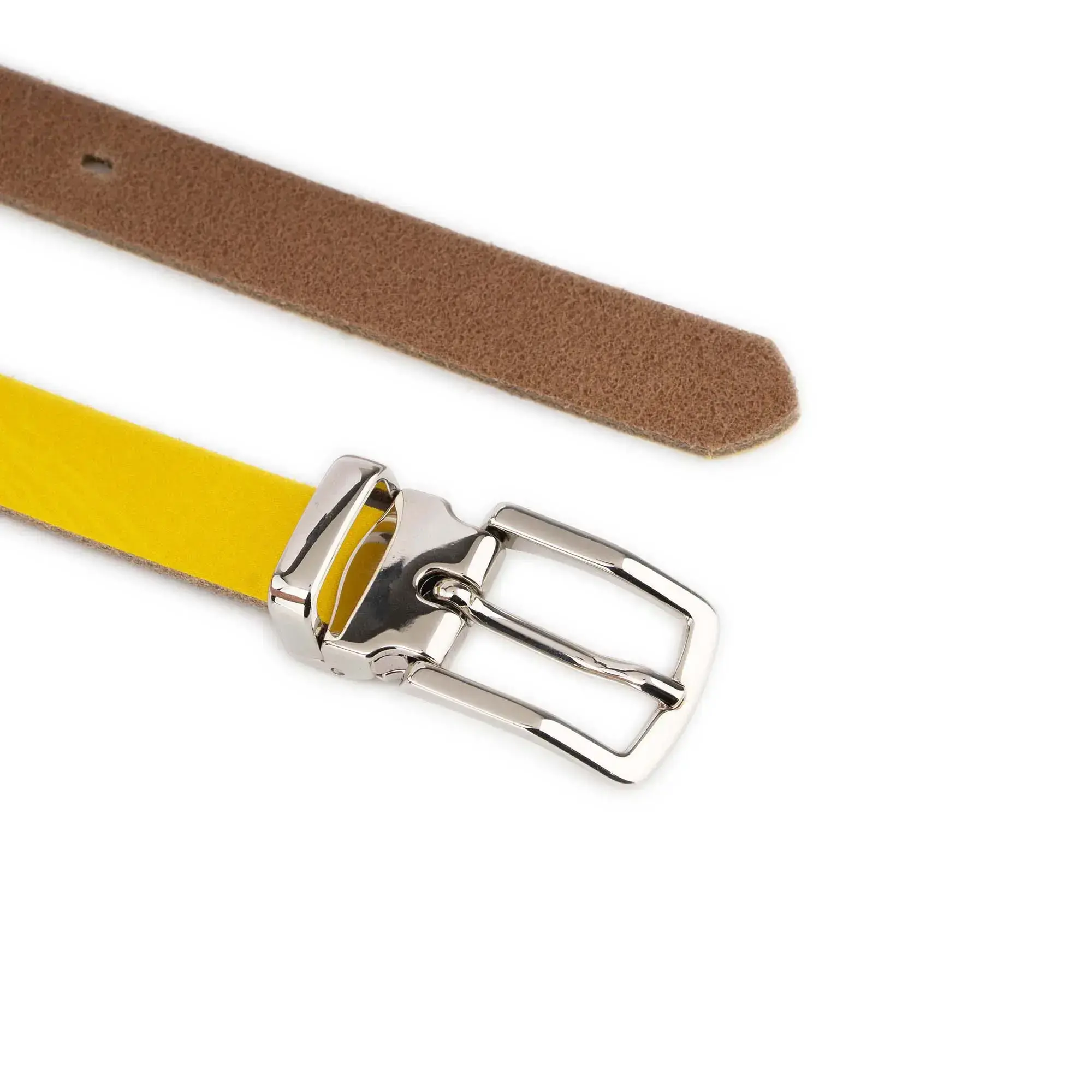Thin Men's Yellow Belt With Silver Buckle 4