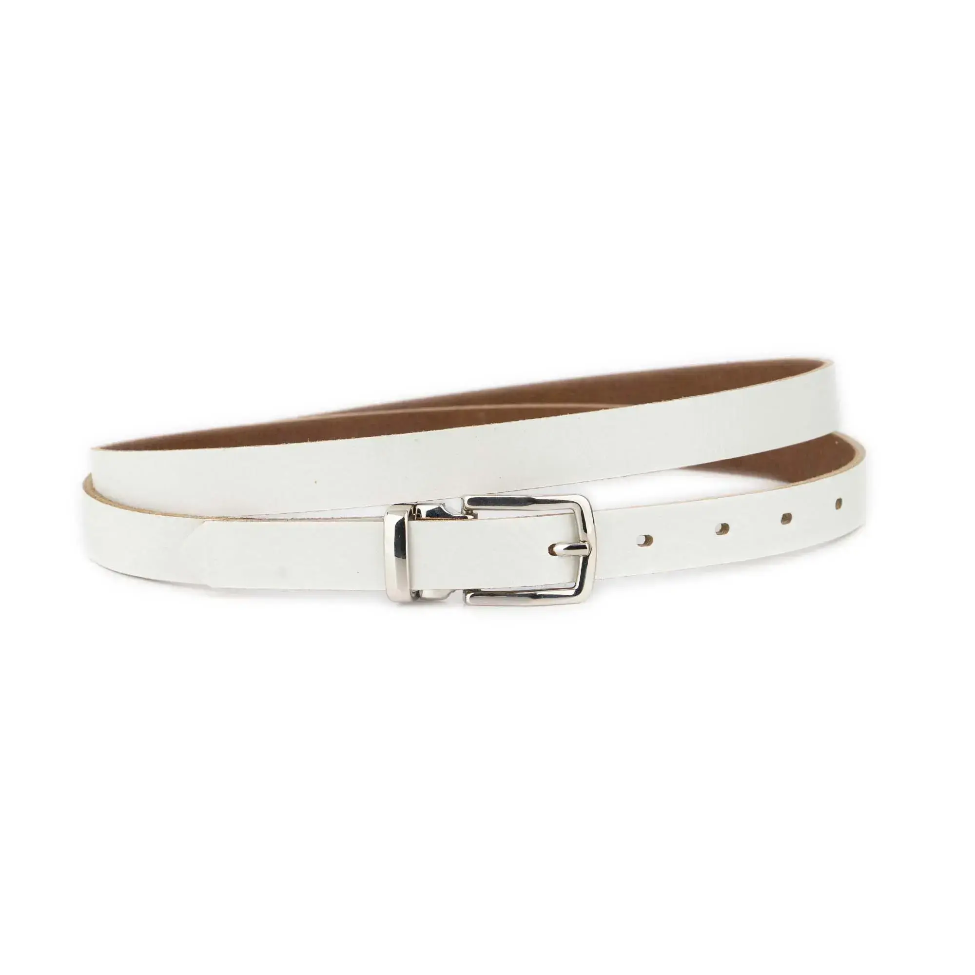 Thin White Belt For Men With Silver Buckle 1 GLAZZY 20 WHITE SILRECMAG