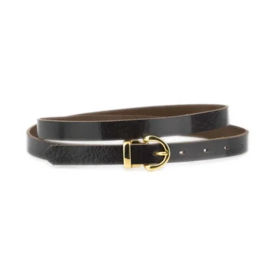 Thin Women's Brown Belt With Gold Buckle 3 4 Inch 1 GLAZZY 20 DKBROWN GOLROUMAG