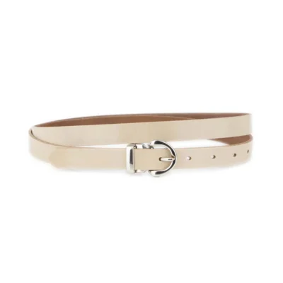 Thin Womens Cream Belt With Silver Buckle 1 GLAZZY 20 CREAM SILROUMAG