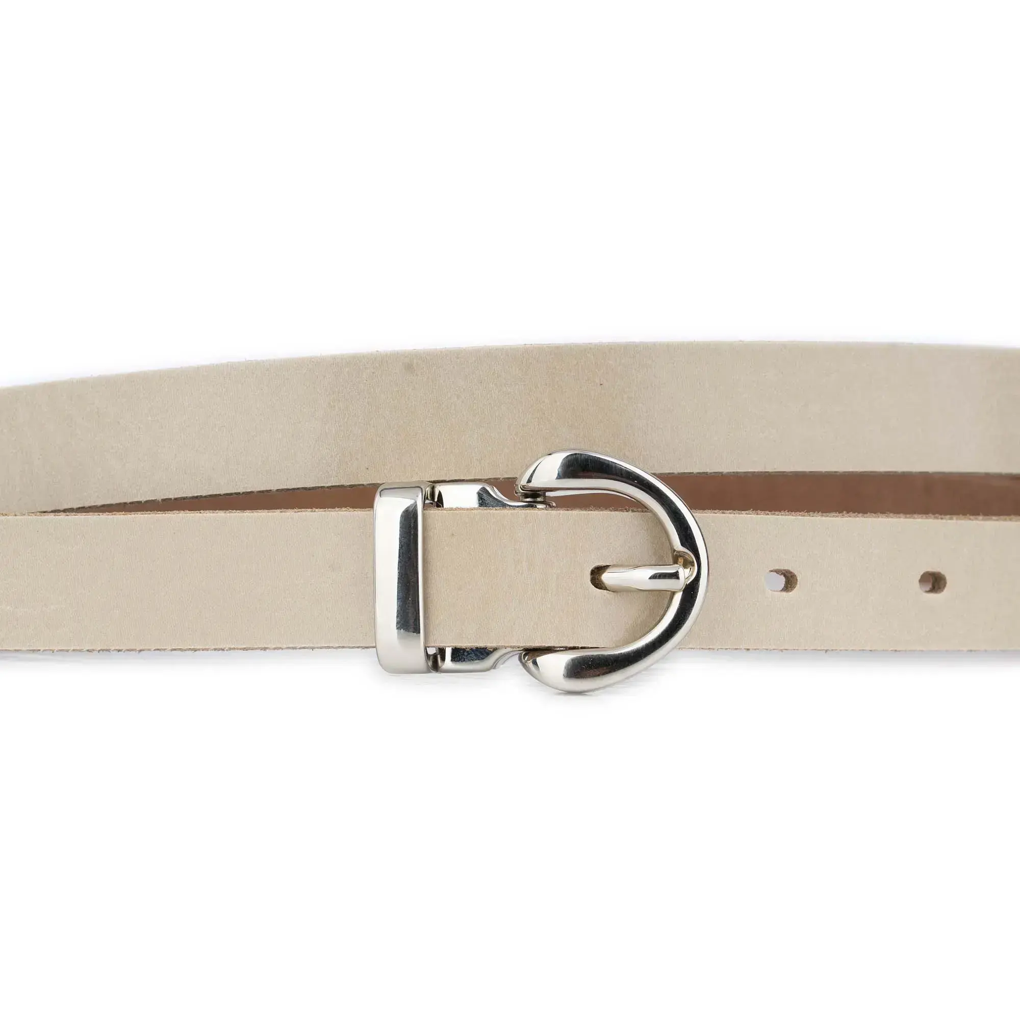 Thin Womens Cream Belt With Silver Buckle 2