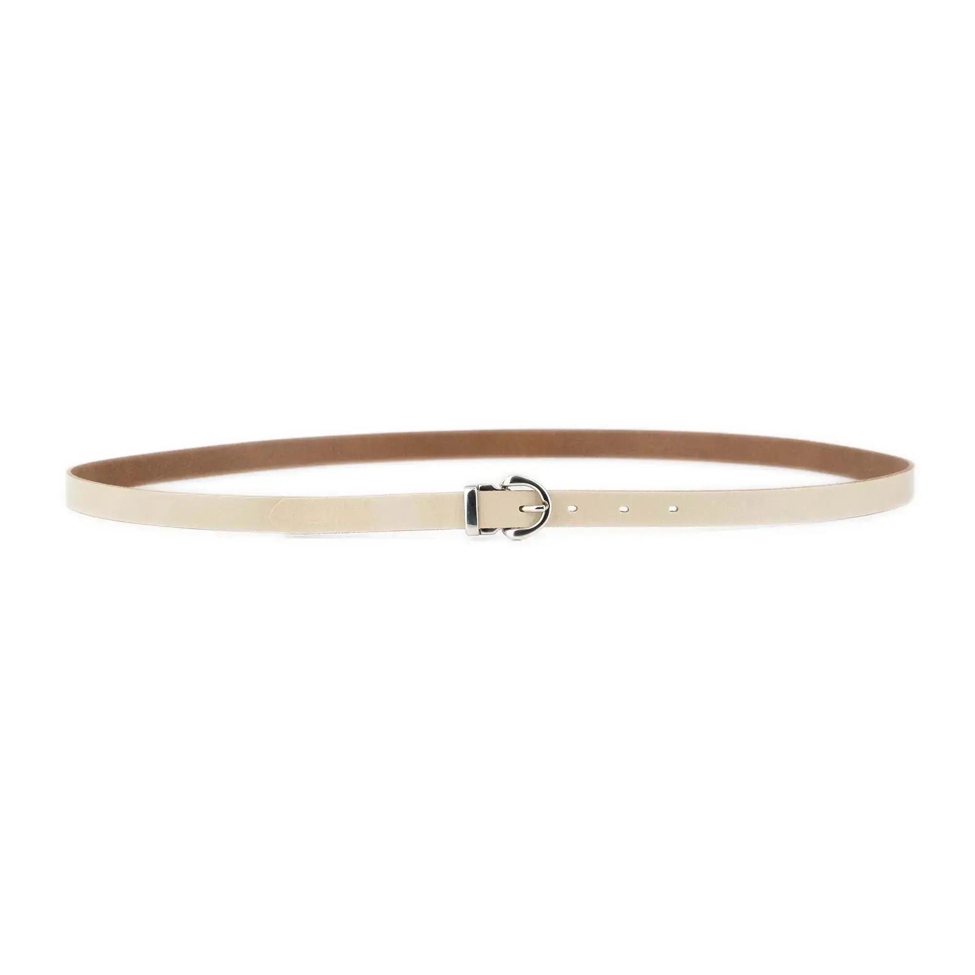 Thin Womens Cream Belt With Silver Buckle 3