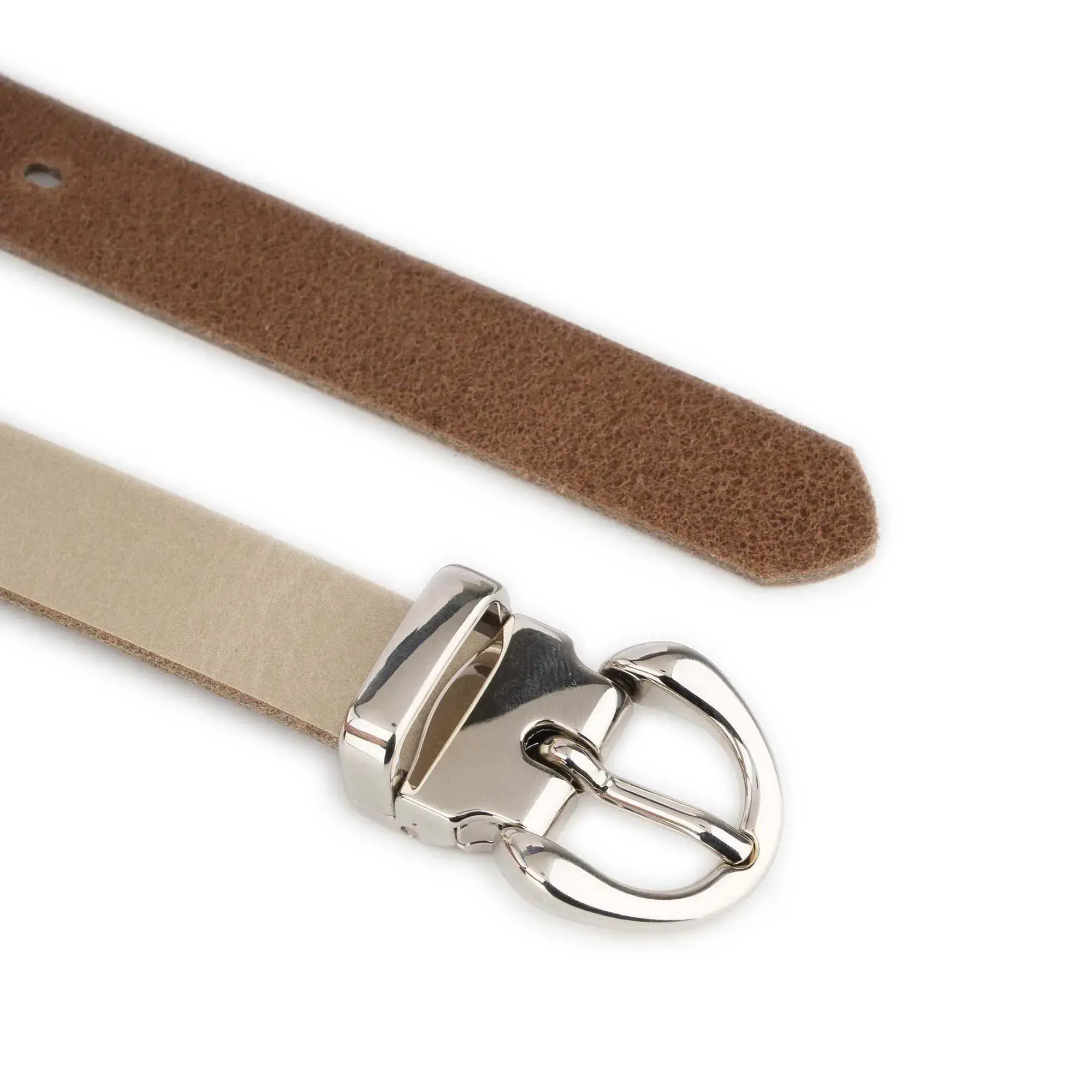 Thin Womens Cream Belt With Silver Buckle 4
