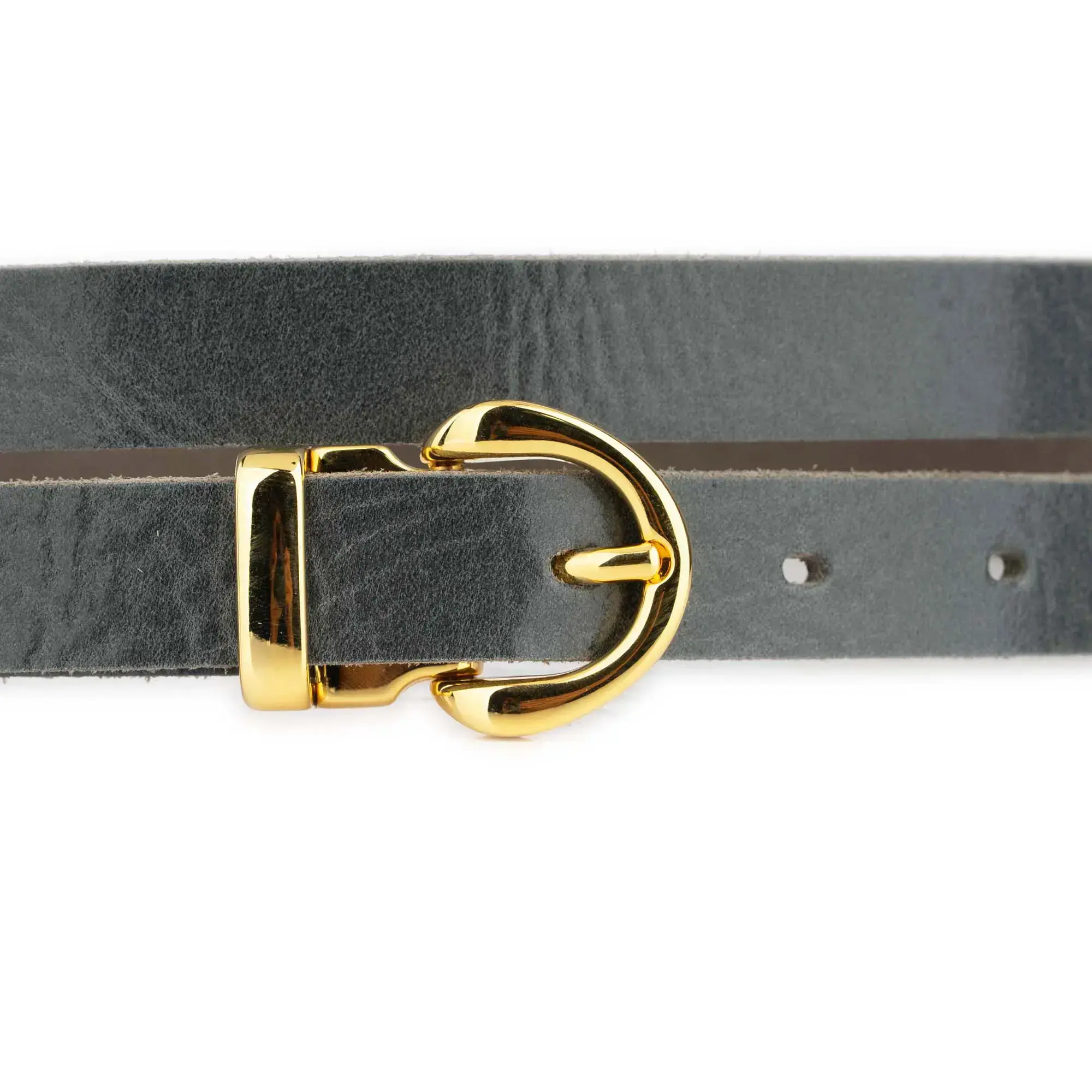Thin Womens Gray Belt With Gold Buckle 2