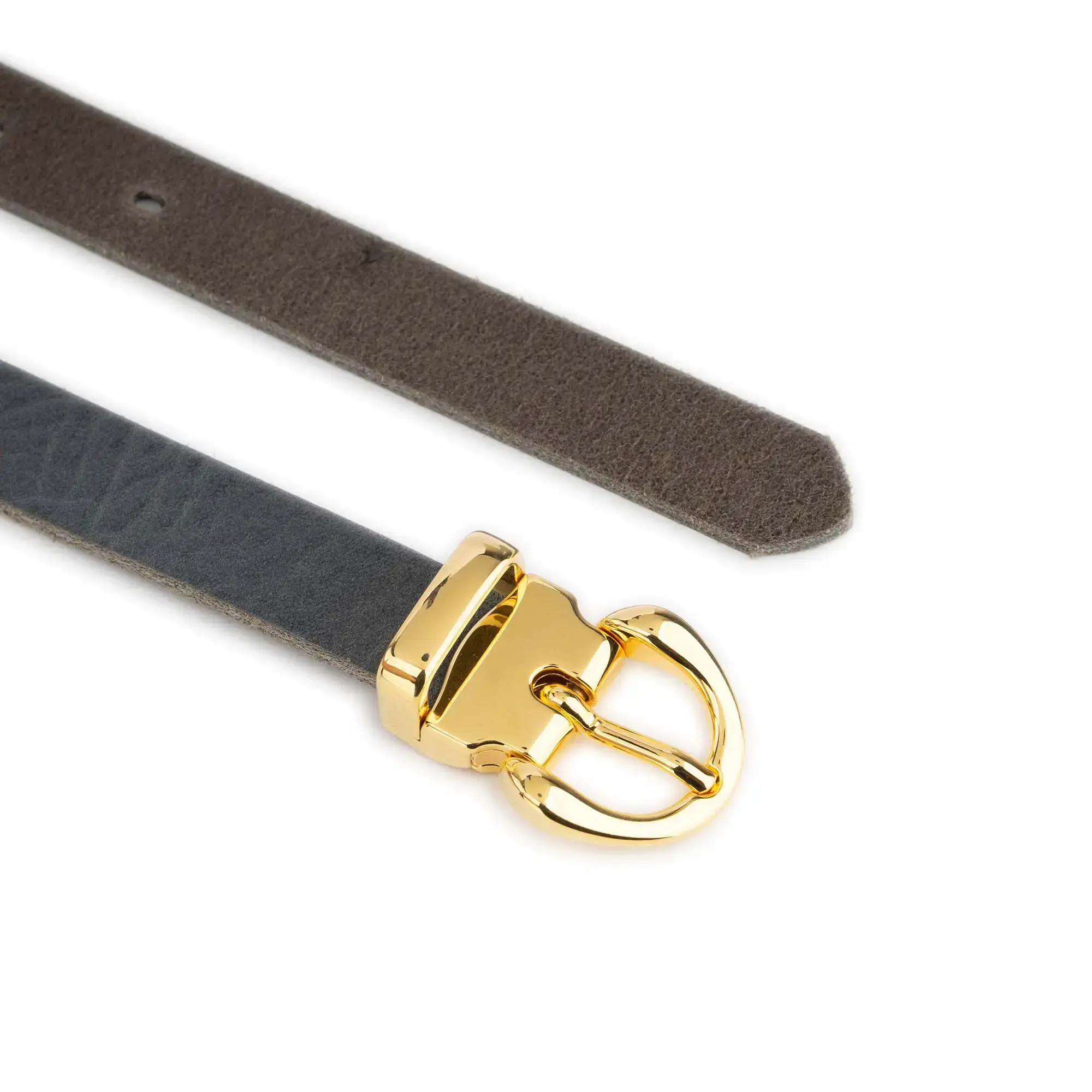 Thin Womens Gray Belt With Gold Buckle 4