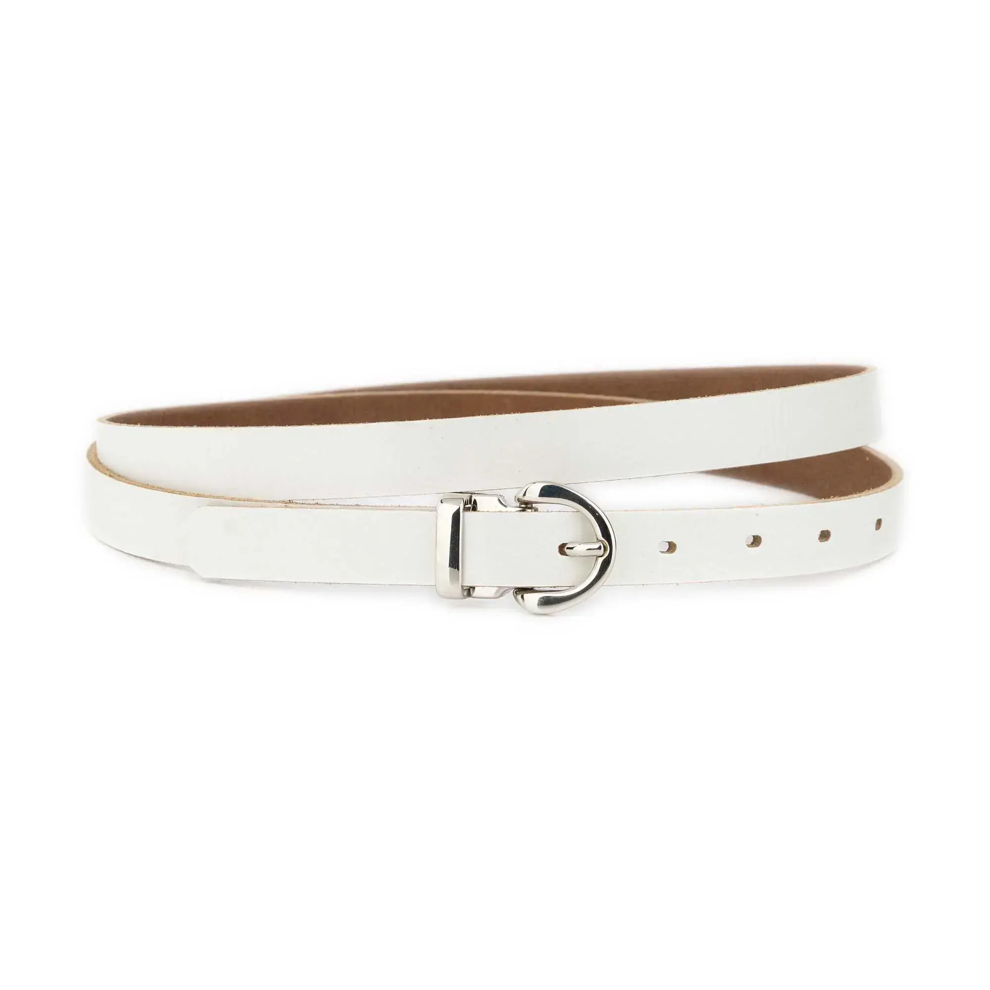 Thin Women's White Belt With Silver Buckle 1 GLAZZY 20 WHITE SILROUMAG