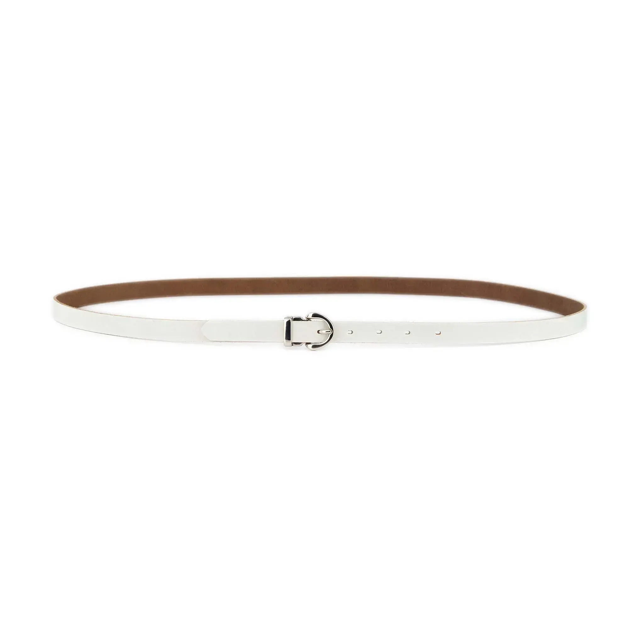 Thin Women's White Belt With Silver Buckle 3