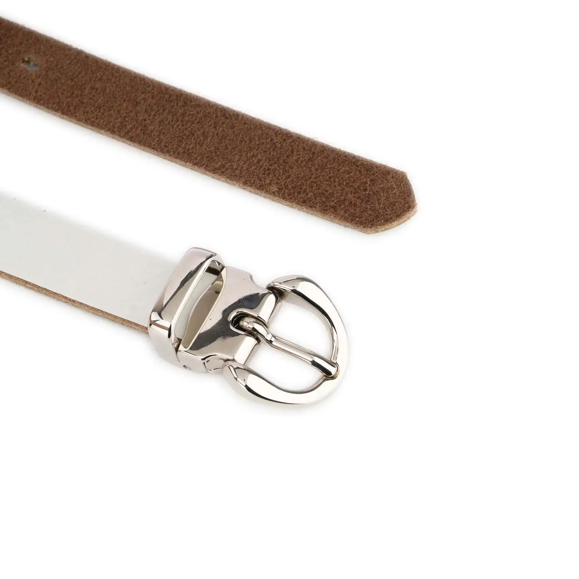 Thin Women's White Belt With Silver Buckle 4