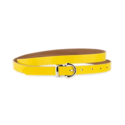 Thin Womens Yellow Belt With Silver Buckle 1 GLAZZY 20 YELLO SILROUMAG