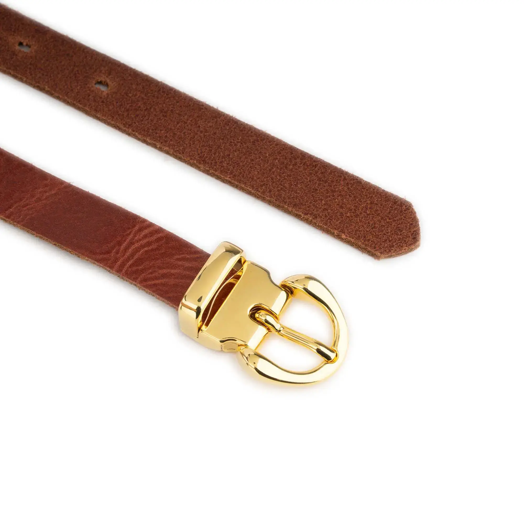 Womens Chestnut Brown Belt With Gold Buckle 4