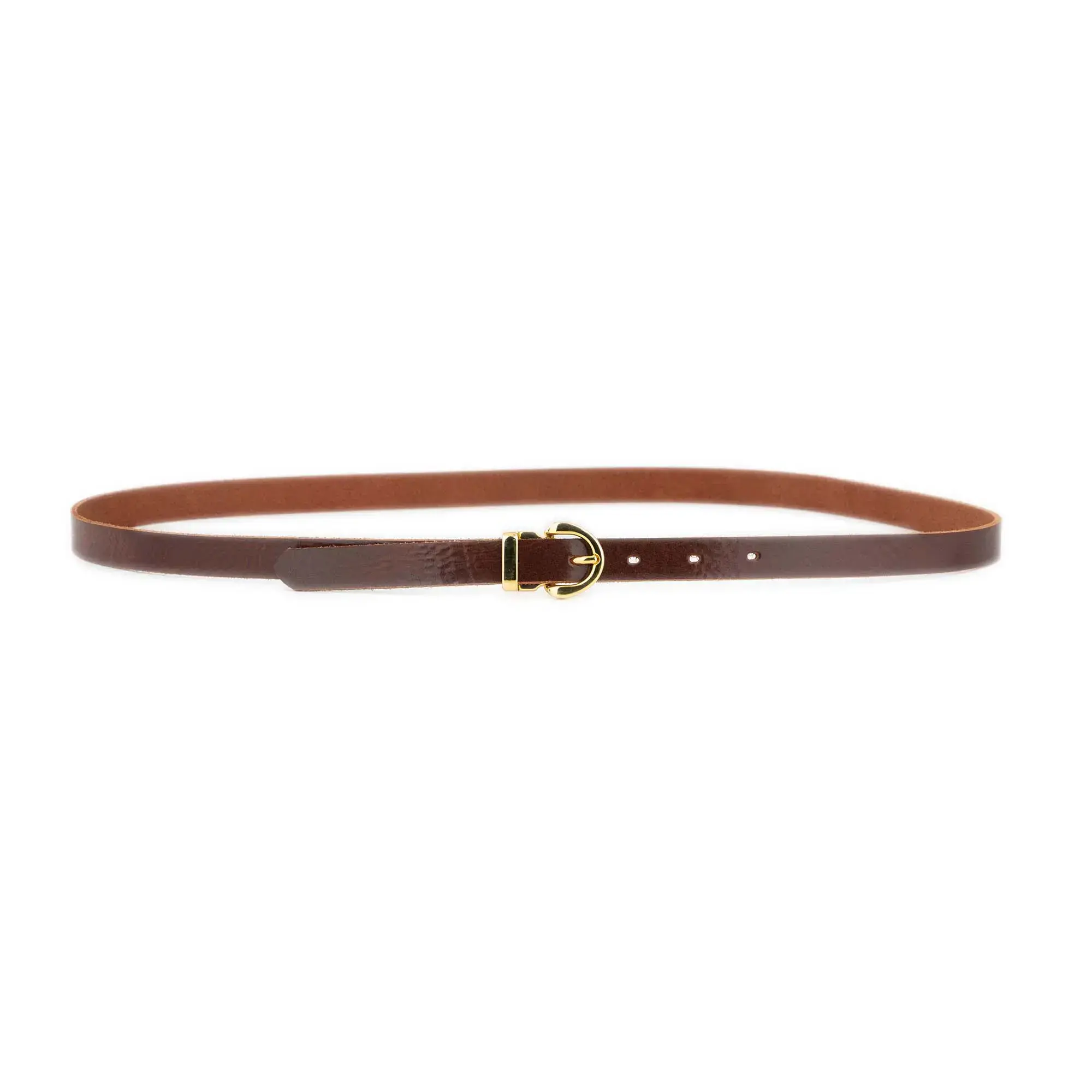 Womens Cognac Leather Belt With Gold Buckle 3