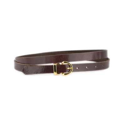 Womens Mahogany Belt With Gold Buckle 1 GLAZZY 20 MAHOG GOLROUMAG