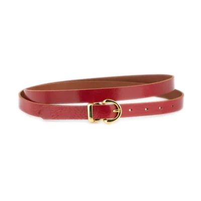 Womens Thin Red Belt With Gold Buckle 1 GLAZZY 20 RED GOLROUMAG