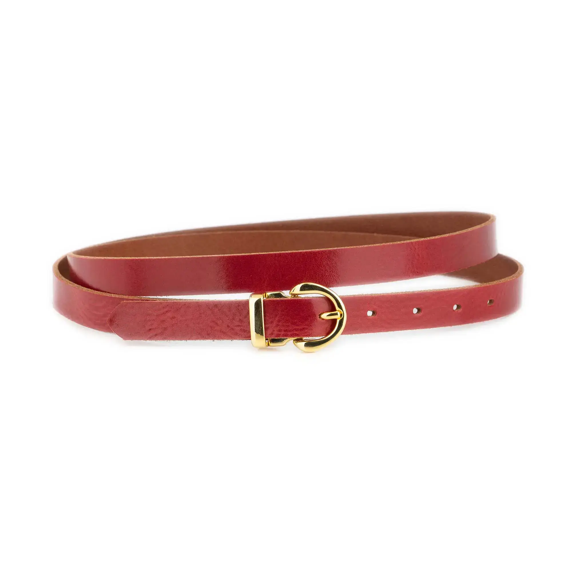 Womens Thin Red Belt With Gold Buckle 1 GLAZZY 20 RED GOLROUMAG